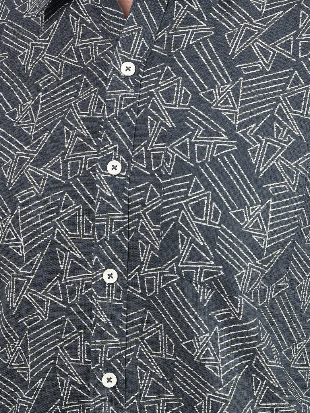 Numero Uno Men Geometric Print Grey Shirt